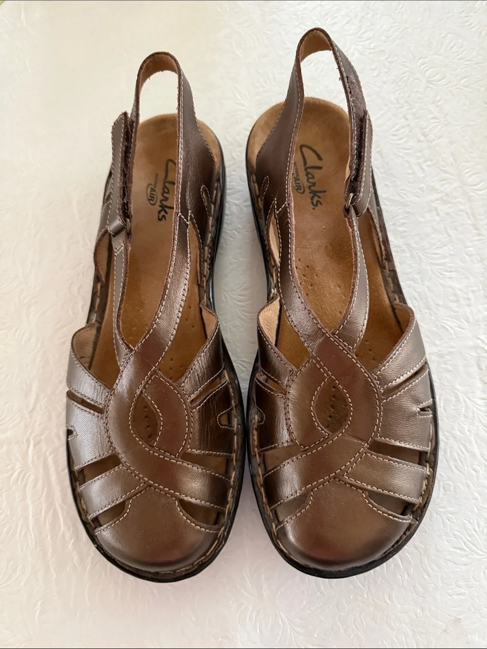 Clarks Brown Leather Slingback Sandals